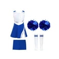 thumbnail image 1 of Aislor Kids Girls 6piece Dance Cheerleading Costume Outfit Sleeveless Color Block Dress with Shorts Set Size 4-14 Royal Blue A 14, 1 of 7