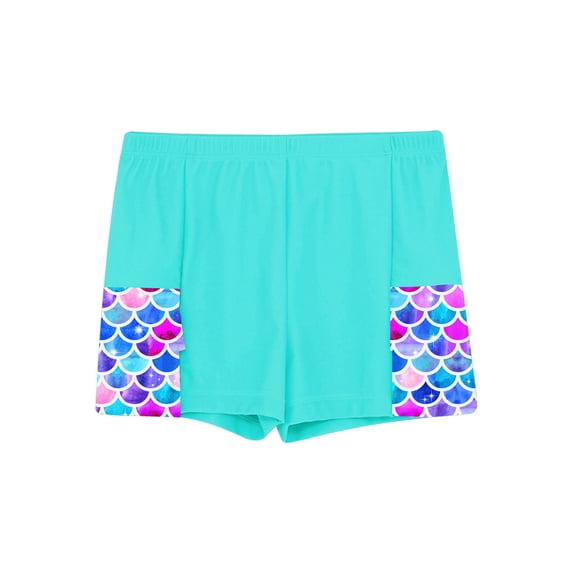Aislor Kids Girls Active Swim Board Shorts UPF 50+ Sun Protection Swimwear Beachwear Bottoms Bathing Suit Green Blue 10