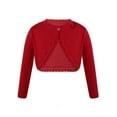 thumbnail image 1 of Aislor Kids Girls Bowknot Knitted Bolero Cardigan Single Button Closure Sweater Red 6, 1 of 7