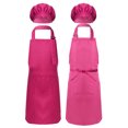 thumbnail image 1 of Aislor Kids Girls Boys Cotton Adjustable Apron and Chef Hat Set with Pockets for Kitchen Cooking Baking Wear Gardenin Rose Red M, 1 of 7