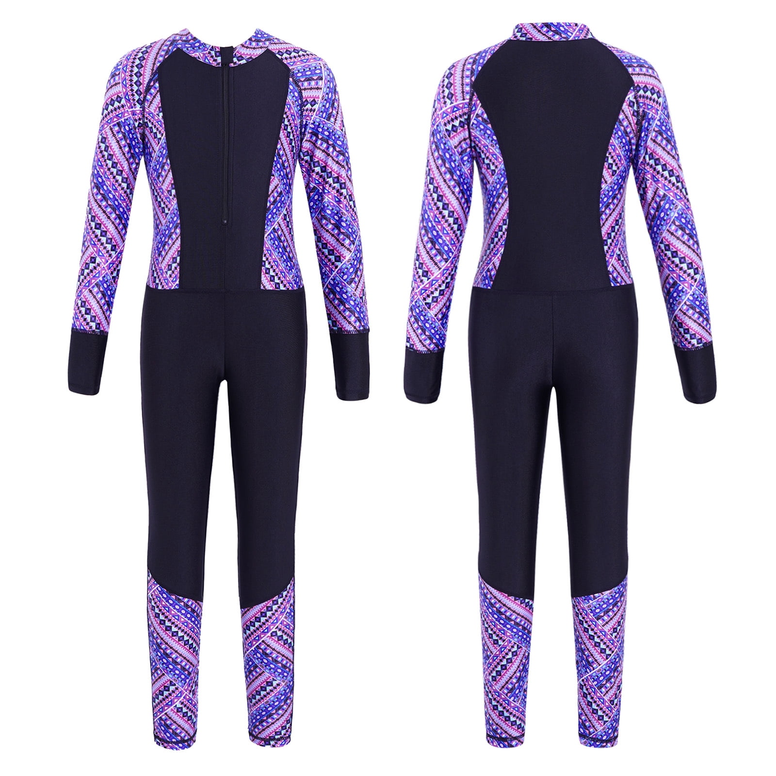 Aislor Kids Girls Boys Full Body Swimsuit One Piece Rash Guard Front