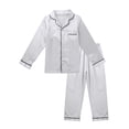 thumbnail image 1 of Aislor Kids Girls Boys Sleepwear Suit Silk Lapel Long Sleeve Pocket Button Top with Pants, 1 of 7