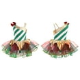 thumbnail image 1 of Aislor Kids Girls Camisole Ballet Tutu Dress Stripe Printed Skirted Leotard Christmas Green 16, 1 of 7