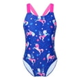 thumbnail image 1 of Aislor Kids Girls Cartoon Beach One-Piece Sleeveless Criss Cross Swimsuit Sport Athletic Bathing Suit Size 4-16 Sapphire 16, 1 of 7