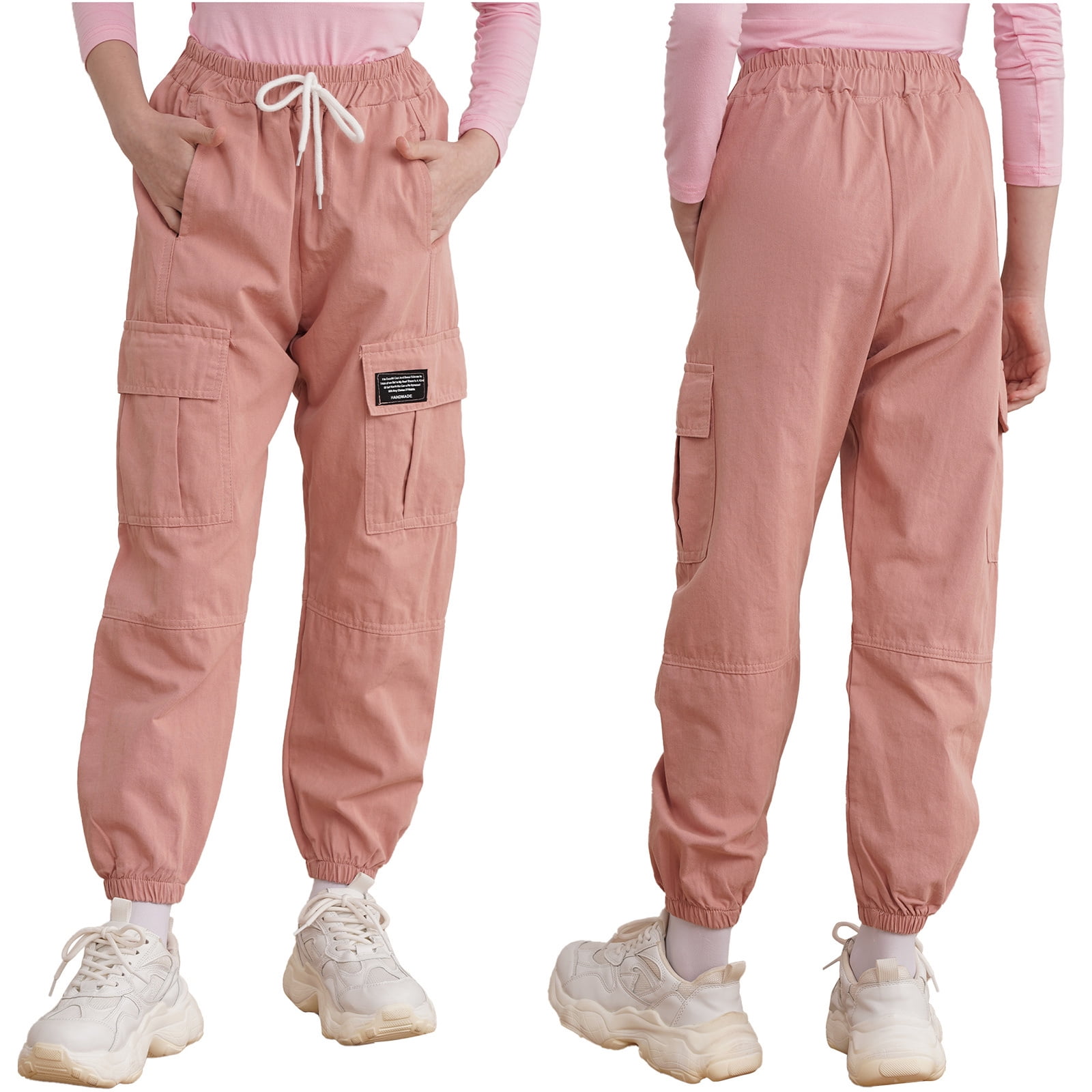HUECLOSET COTTON MULTI‐CARGO PANTS (4 colors) BTR191 Aislor Kids Girls Casual High Waist Cargo Pants Trousers