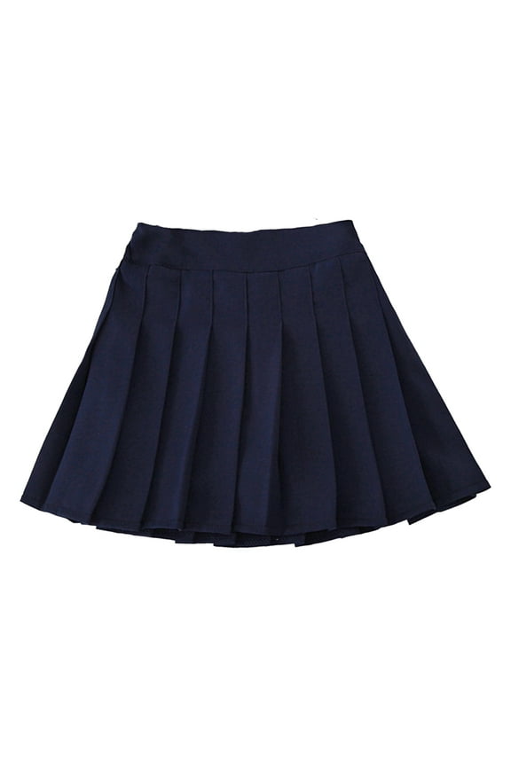 Kids Girls Casual School Girls Uniform Pleated High Waist A-Line Skater Tennis Short Skirt 2-11 A Navy Blue 10-11