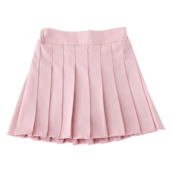 Aislor Kids Girls Casual School Girls Uniform Pleated High Waist A-Line Skater Tennis Short Skirt 2-11 Pink 2-3
