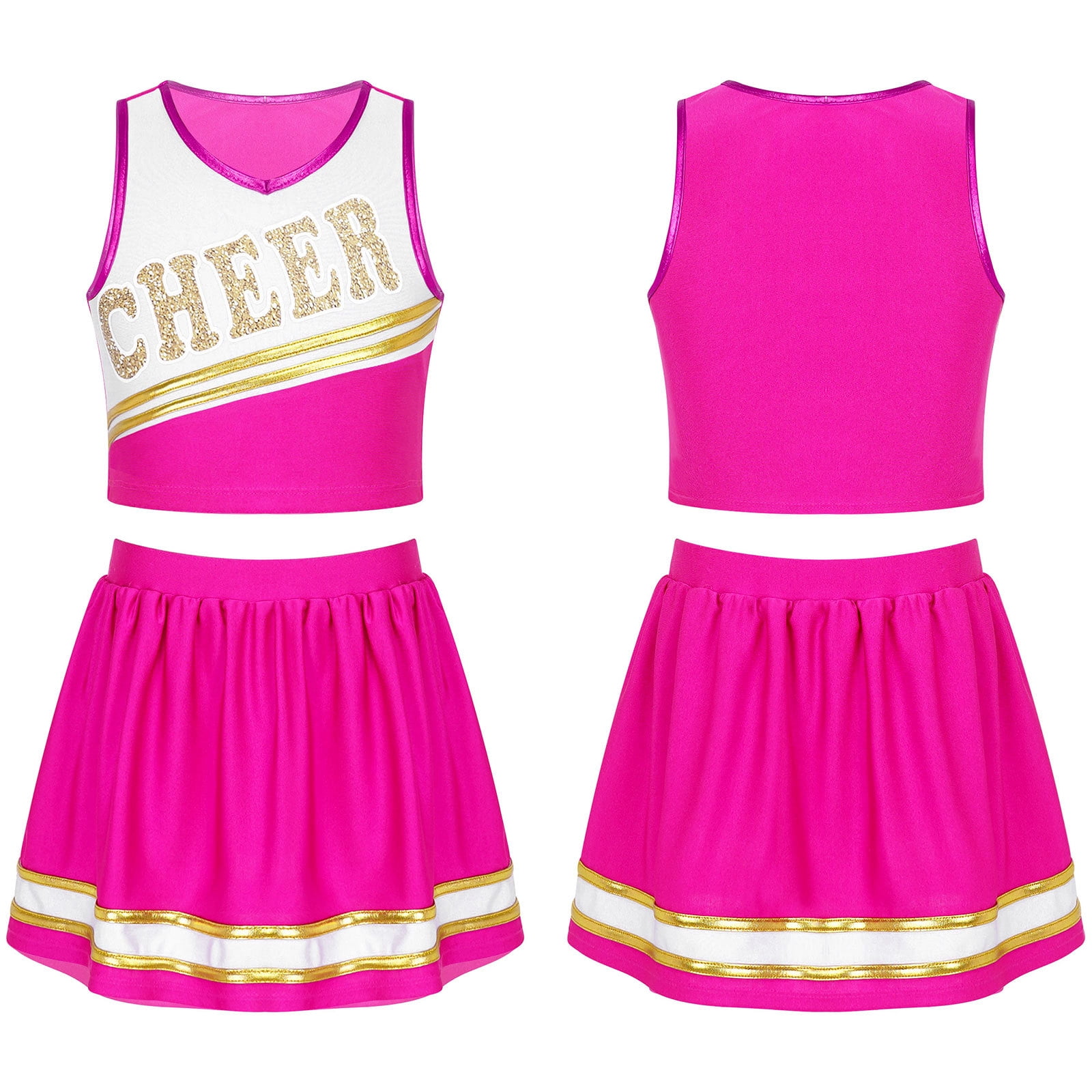 Aislor Kids Girls Cheerleading Outfit Cheer Leader Uniform Costume