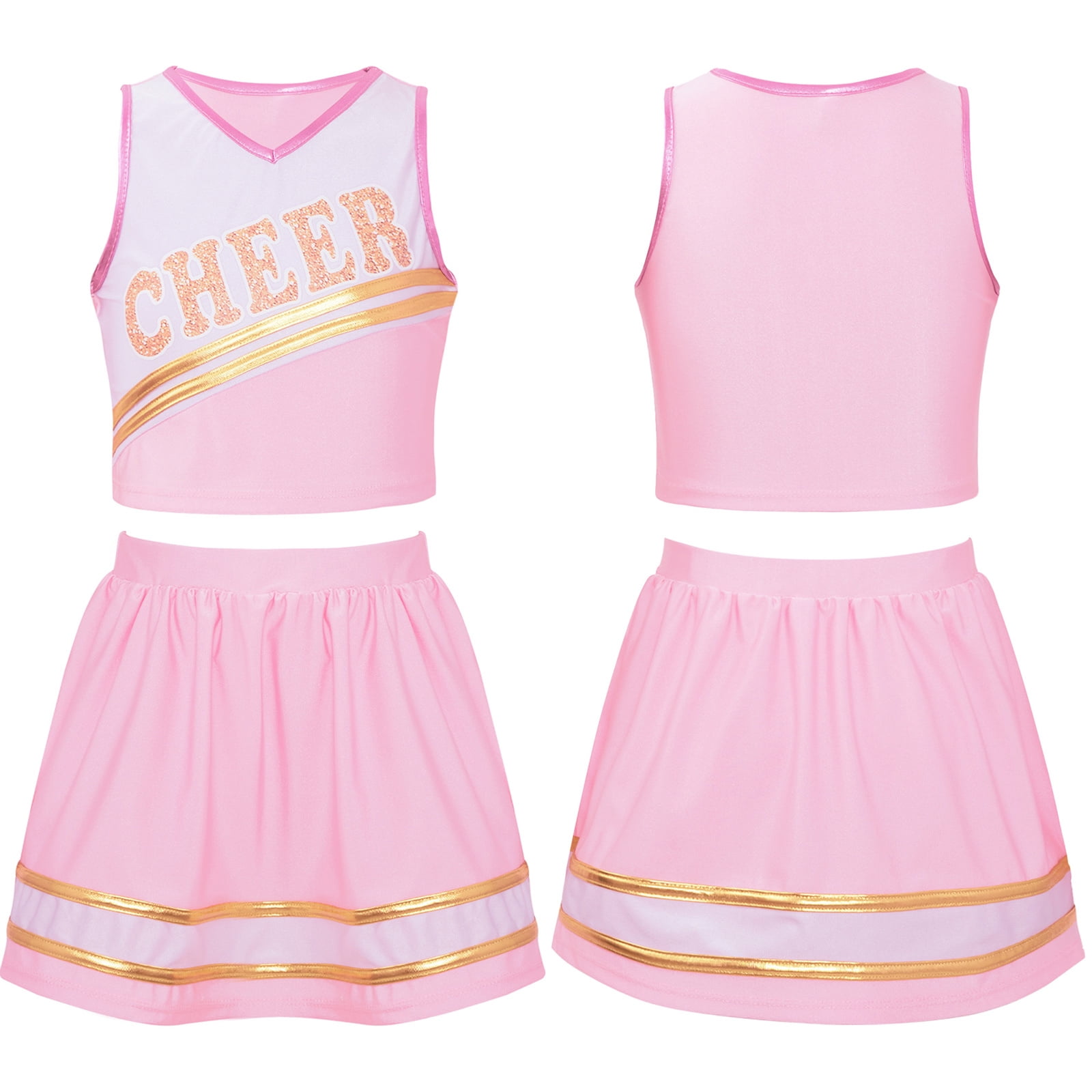 Aislor Kids Girls Cheerleading Outfit Cheer Leader Uniform Costume