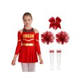 thumbnail image 1 of Aislor Kids Girls Cheerleading Uniform Long Sleeve Outfits Performance Dance Red C 12, 1 of 7