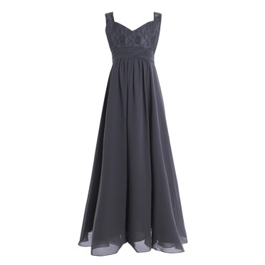 Girls Lace Chiffon Flower Long Maxi Dress | Kids Party Bridesmaid Wedding Gown | Formal