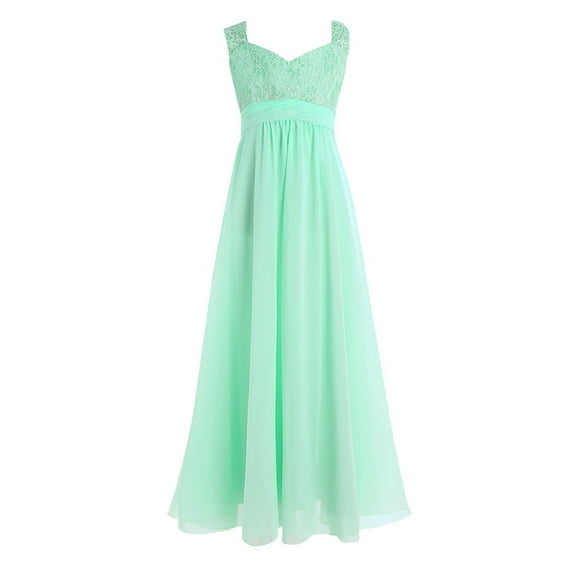 Aislor Kids Girls Chiffon Lace Sleeveless Wedding Bridesmaid Flower Dress Long Maxi Party Gown
