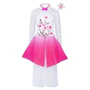 Aislor Kids Girls Chinese Traditional Dance Cheongsam Style Costume Yangko Classical National Dress Set with Pants