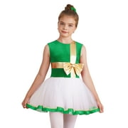 Aislor Kids Girls Christmas Santa Claus Dance Costume Velvet Sleeveless Ballet Tutu Dress Size 4-16 Green 16