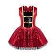 thumbnail image 1 of Aislor Kids Girls Circus Ringmaster Costume Festival Party Sequined Bowtie Tutu Leotard Dress Red 8, 1 of 7