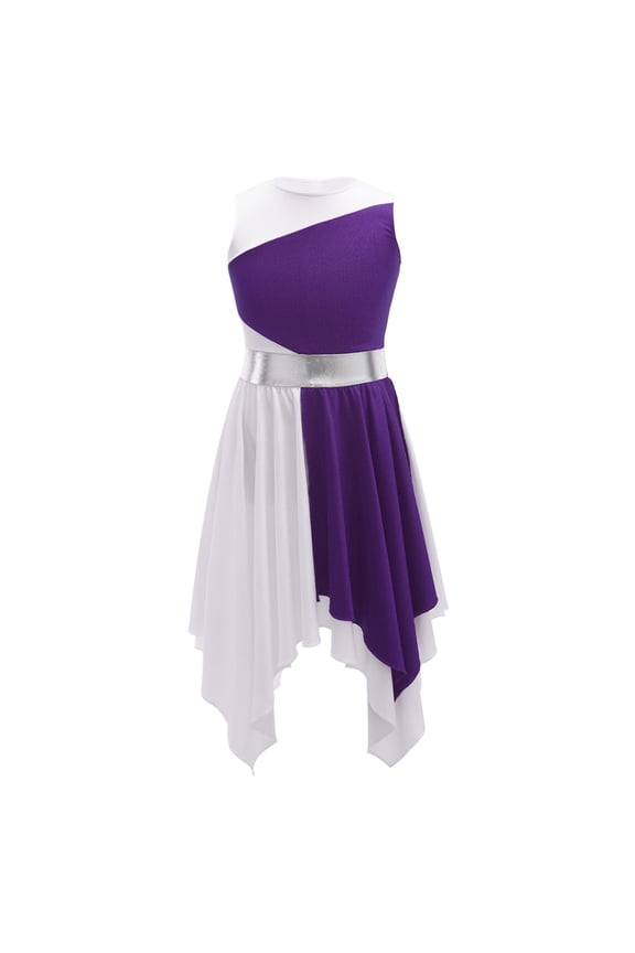 Girls Lyrical Modern Ballet Latin Jazz Praise Dance Dress Worship Liturgical Celebration Dancewear Purple 6