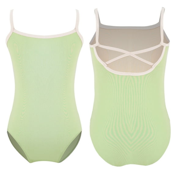 Aislor Kids Girls Crisscross Straps Sleeveless Gymnastic Tank Leotard Ballet Dance Bodysuit Unitard Green 120
