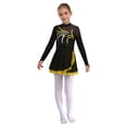 thumbnail image 1 of Aislor Kids Girls Figure Skating Long Sleeve Rhinestone Sheer Mesh Gymnastics Leotard Dress Size 6-16 Yellow 14, 1 of 7