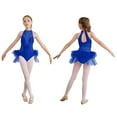 thumbnail image 1 of Aislor Kids Girls Figure Skating Sleeveless Ballet Feather Skirt Leotard Lyrical Dance Dress Royal Blue 14, 1 of 7