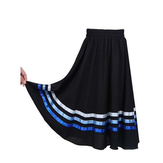 Aislor Kids Girls Full Circle Lyrical Ballet Dance Long Maxi Swing Skirt Liturgical Praise Dancewear