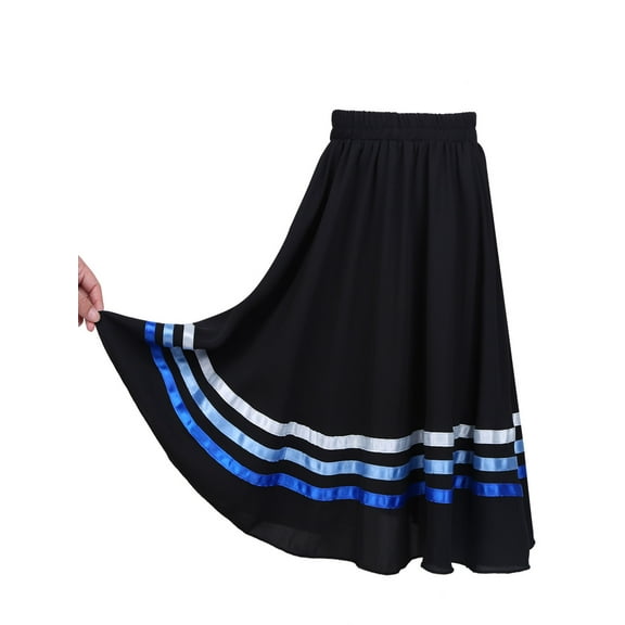 Aislor Kids Girls Full Circle Lyrical Ballet Dance Long Maxi Swing Skirt Liturgical Praise Dancewear