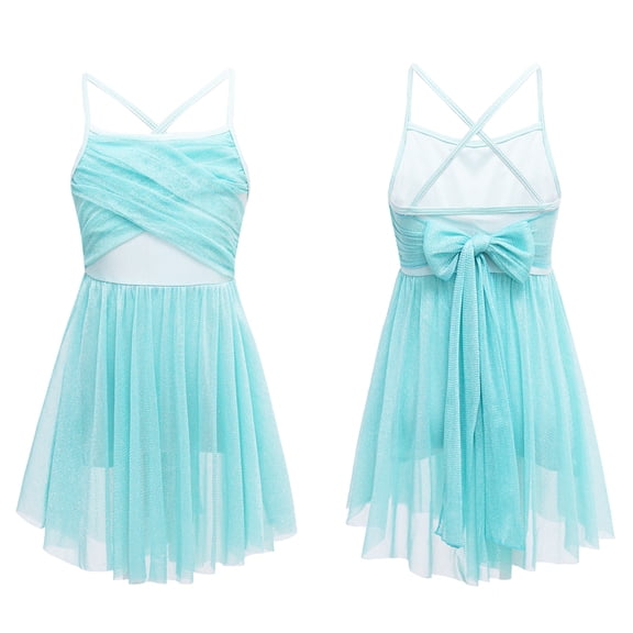 Aislor Kids Girls Gymnasitc Ballet Dance Leotard Dress Camisole Chiffon Skirt Ballerina Lyrical Mint Green 14