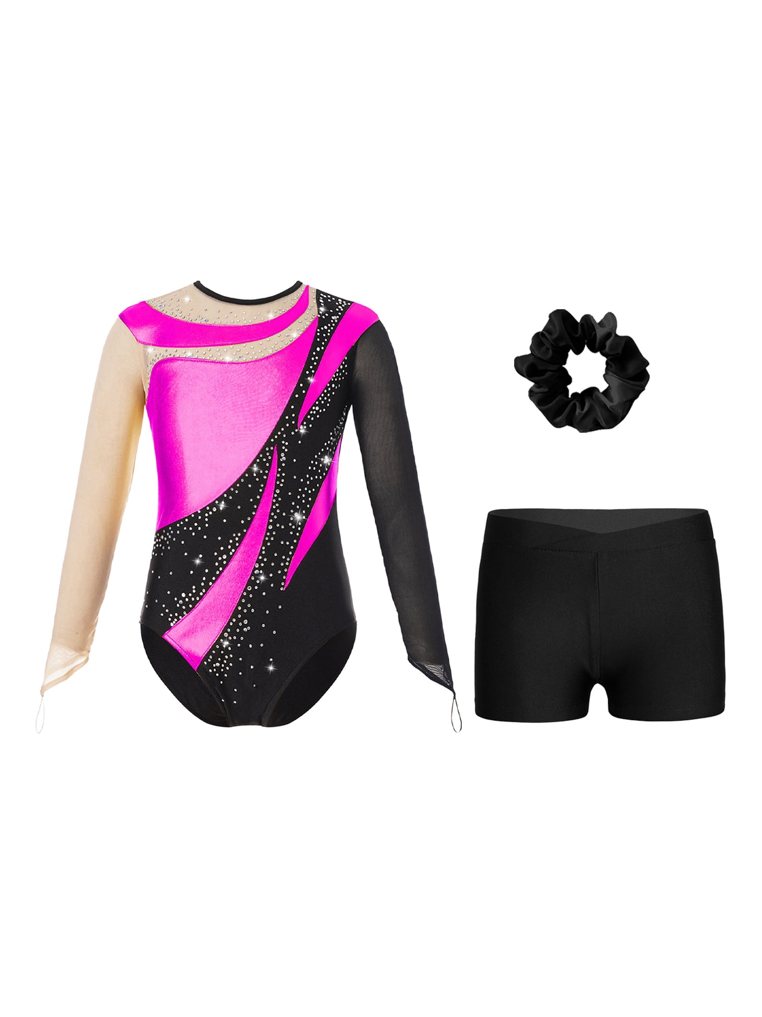 Aislor Kids Girls Gymnastics Bodysuit with Shorts Set Ballet Dance ...