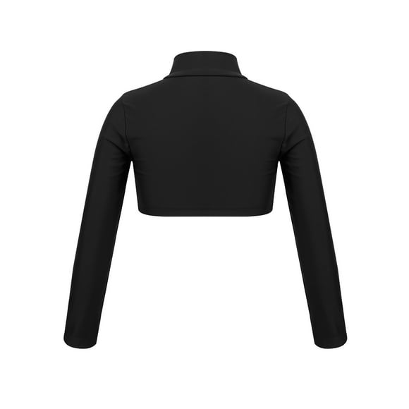 Aislor Kids Girls Long Sleeves Solid Color Crop Top Shirt for Dancing Workout Gymnastic 6-14 A Black 6