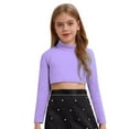 thumbnail image 1 of Aislor Kids Girls Long Sleeves Solid Color Crop Top Shirt for Dancing Workout Gymnastic 6-14 Lavender 14, 1 of 7