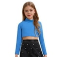 thumbnail image 1 of Aislor Kids Girls Long Sleeves Solid Color Crop Top Shirt for Dancing Workout Gymnastic 6-14 Light_Blue 14, 1 of 7
