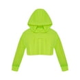 thumbnail image 1 of Aislor Kids Girls Mesh Long Sleeve Drawstring Hooded Crop Top for Hip Hop Jazz Dance Costume Fluorescent Green 10, 1 of 7
