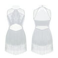 thumbnail image 1 of Aislor Kids Girls Mesh Splice Rhinestone Sleeveless Tassel Dress Samba Jazz Tap Modern Latin Salsa Dancewear, 1 of 7