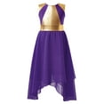 thumbnail image 1 of Aislor Kids Girls Metallic Sleeveless Lyrical Contemporary Dance Dress Size 6-16 Purple 14, 1 of 7