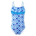 thumbnail image 1 of Aislor Kids Girls One Piece Swimsuit Spaghetti Straps Mermaid Scales Bathing Suit Ruffles Jumpsuit Swimwear, 1 of 7