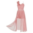 thumbnail image 1 of Aislor Kids Girls One Shoulder Long Romper Floral Lace Shiny Sequin Dance Dress Orange Pink 12, 1 of 7