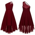thumbnail image 1 of Aislor Kids Girls One Shoulder Sequin Flower Girls Pageant Princess Dress 6-16 Burgundy 10, 1 of 7