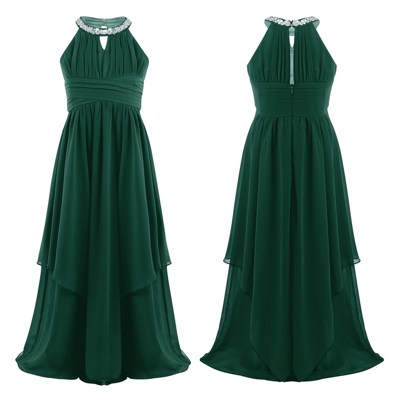 green emerald velvet dress Kennedy Blue Nica Junior Bridesmaid Dress Forest Green main image 0