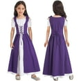 thumbnail image 1 of Aislor Kids Girls Renaissance Ball Gown Gothic Medieval Costume Maxi Dress Halloween Cosplay Age 6-16 A Dark Purple 10, 1 of 7
