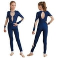 thumbnail image 1 of Aislor Kids Girls Rhinestone Long Sleeve Gymnastics Leotard Figure Ice Skating Jumpsuit Full Body Bodysuit Unitard Size 6-16 Navy Blue 16, 1 of 7