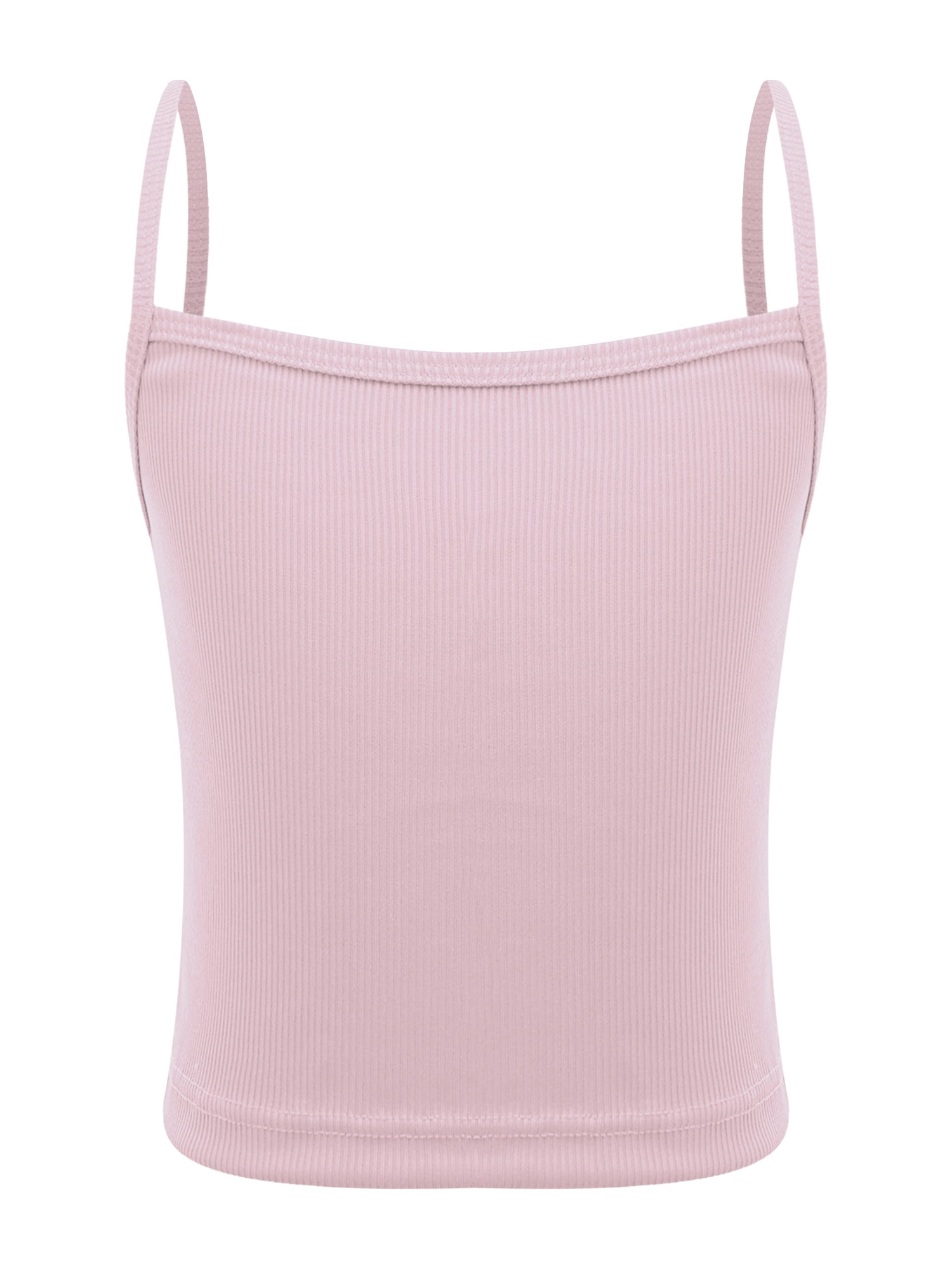 Aislor Kids Girls Ribbed Sports Dance Crop Tops Spaghetti Straps