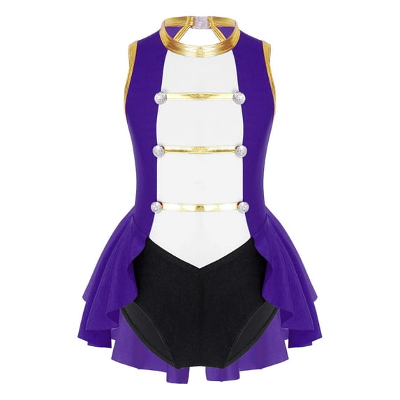 Aislor Kids Girls Sleeveless Party Dance Leotard Jumpsuit Performance 6-16 Purple 8