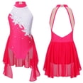 thumbnail image 1 of Aislor Kids Girls Sequin Floral Lyrical Ballet Dance Halter Neck Gymnastics Leotard Dress Age 6-16 Hot Pink 16, 1 of 7