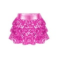 thumbnail image 1 of Aislor Kids Girls Sequined Metallic Mini Ballet Hip Hop Jazz Dance Skirt Dancer Performance Size 4-16 A Hot Pink 16, 1 of 7