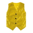 thumbnail image 1 of Aislor Kids Girls Sequined Vest Jacket Waistcoat Button Closure for Hip-Hop Jazz Dance Stage Performance Gold&Yellow 9-10, 1 of 7
