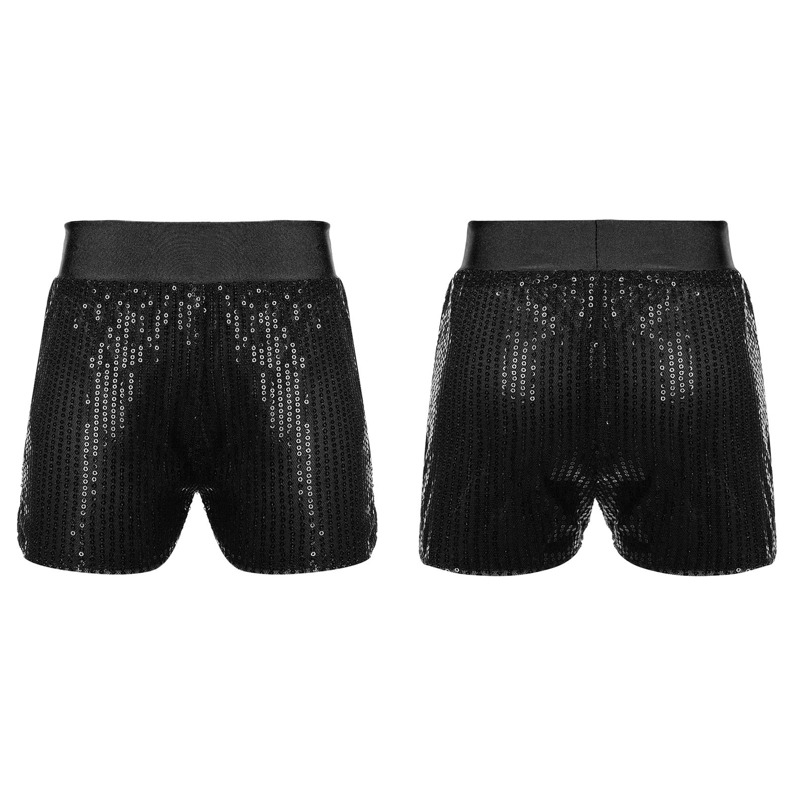Aislor Kids Girls Shiny Dance Shorts Elastic Waist Hip Hop Jazz Dance