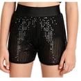 thumbnail image 1 of Aislor Big Girls' Glitter Dance Short Sparkle Hot Pants Cheer Performance Bottoms Gymnastics Shorts A Black 7-8, 1 of 7