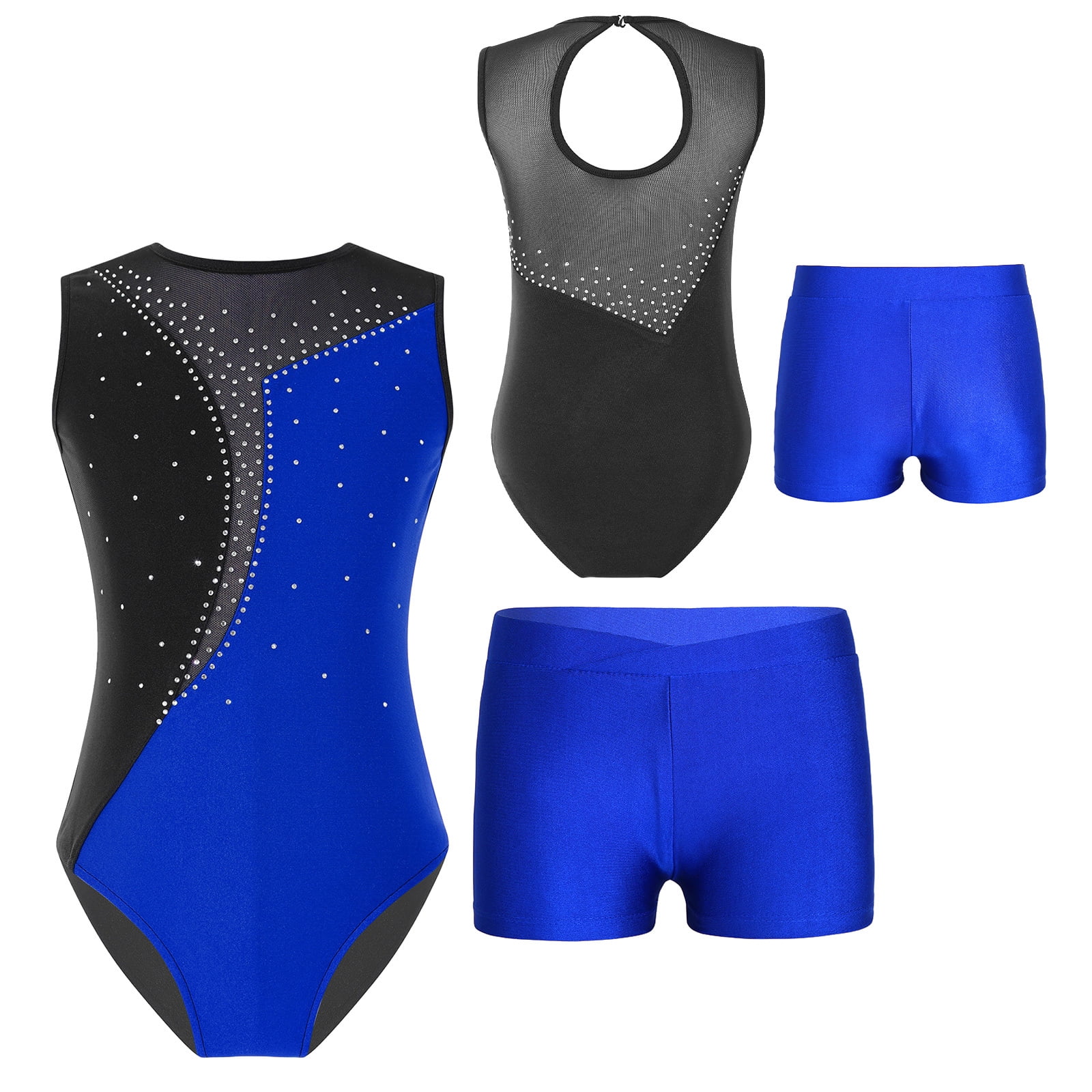 Aislor Kids Girls Shiny Diamond Sleeveless Gymnastics Leotard Biketard ...