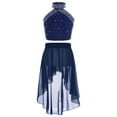 thumbnail image 1 of Aislor Kids Girls Shiny Glittery Rhinestones Ballet Dance Dress Halter Crop Tops with Skirt Navy Blue 16, 1 of 7