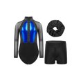 thumbnail image 1 of Aislor Kids Girls Shiny Rhinestones Gymnastic Long Sleeve Leotard with Shorts Skating Dancewear Blue 14, 1 of 7