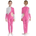 thumbnail image 1 of Aislor Kids Girls Shiny Rhinestones Mock Neck Long Sleeve Leotard Unitard Full Length Bodysuit Dancewear Pink 6, 1 of 7